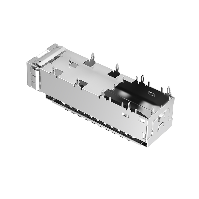 U77-E16E8-2001 Amphenol Compatible Through Hole 1 Port Press-Fit SFP+ Cage With Heat Sink