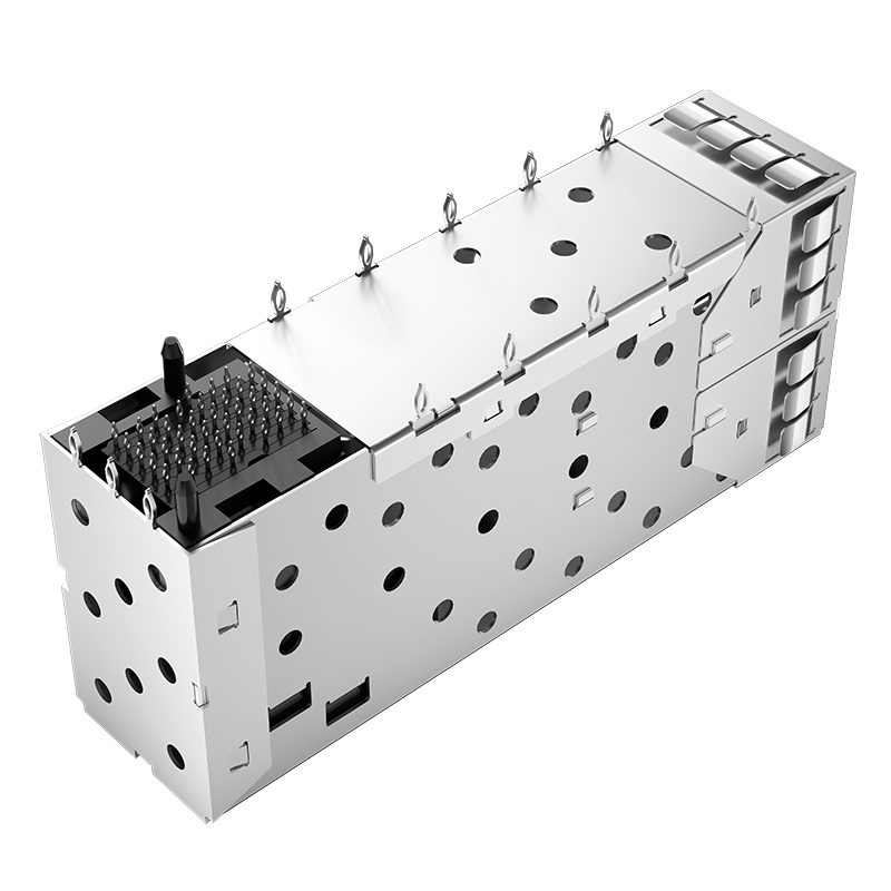 2007538-8 TE Compatible Through Hole 40P Press-Fit 2x1 EMI Shielded SFP+ Cage With Connector