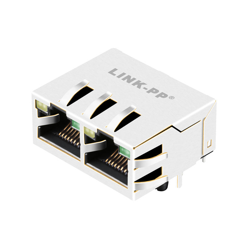 Industrial Tab up 1000 Base-t Magnetic Jack Ethernet 1x2 Ports Female RJ45 Connectors