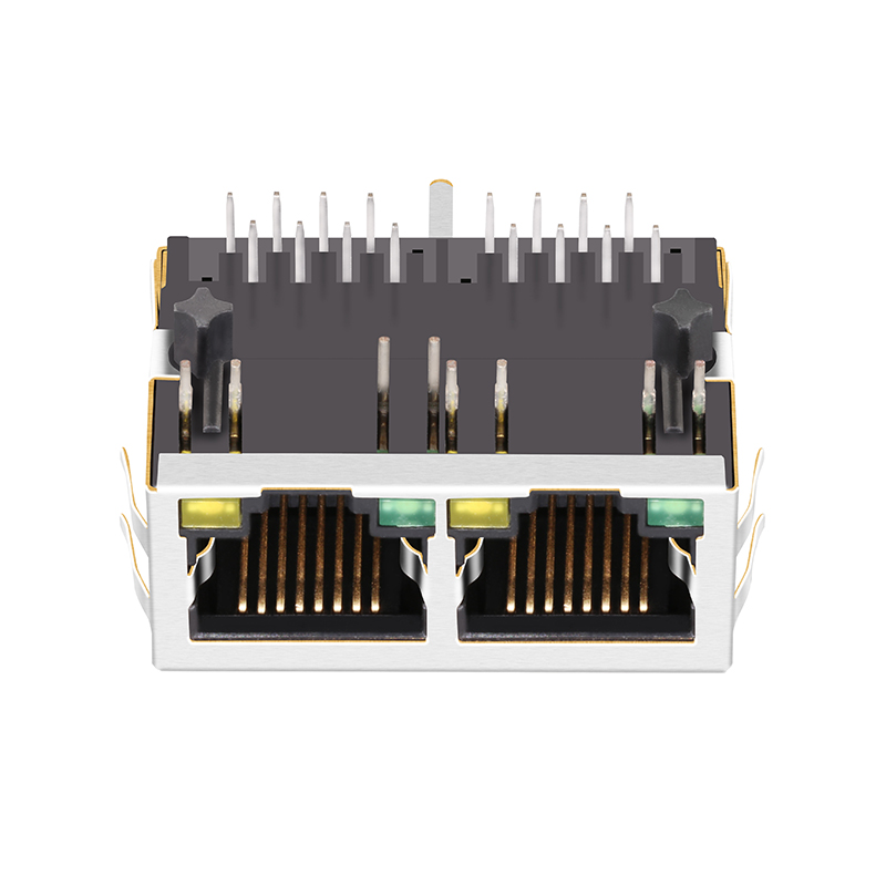 LPJ26204AENL Tab Down 100 Base-T 1x2 Port RJ 45 Magnetic Jack Ethernet RJ45 Female Connector