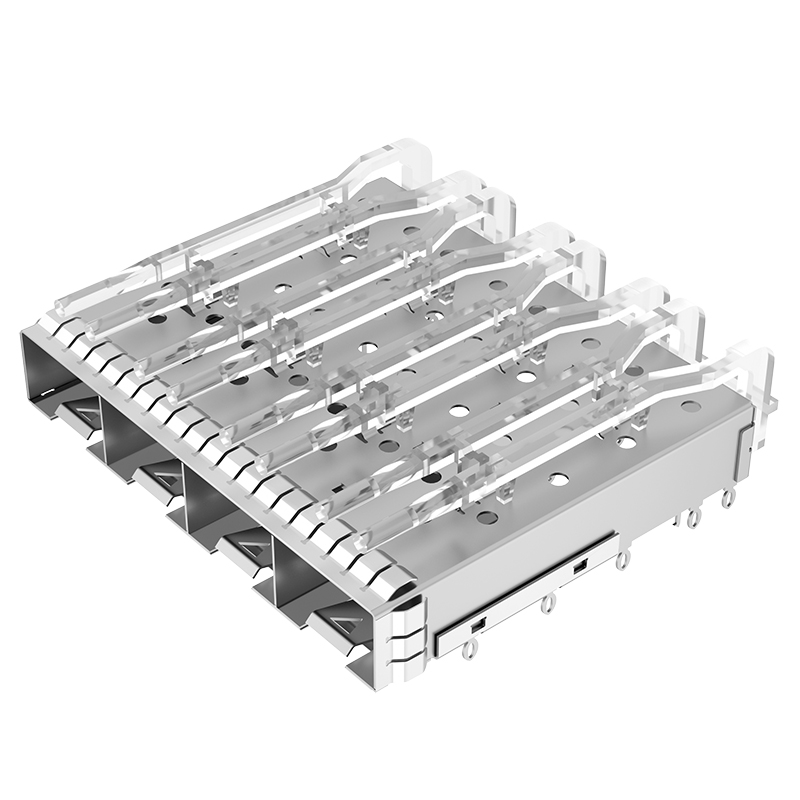 2198721-1 TE Compatible Through Hole EMI Shielded 1x4 Ports Press-Fit ZSFP+ Cage With Light Pipe