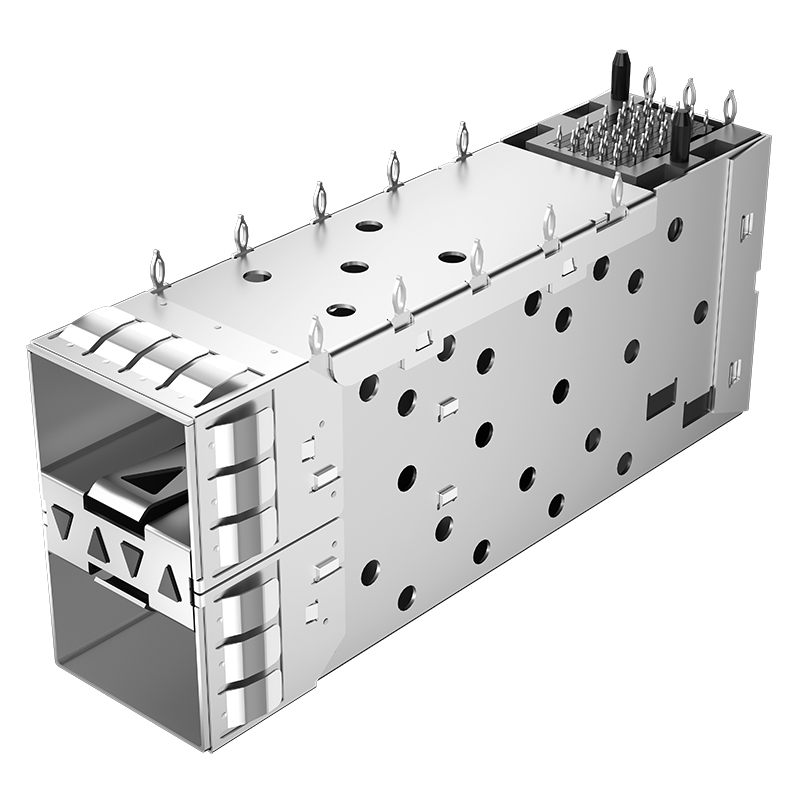 2007492-6 TE Compatible Through Hole 40P Press-Fit 2x1 Ports EMI Shielded SFP+ Cage With Connector