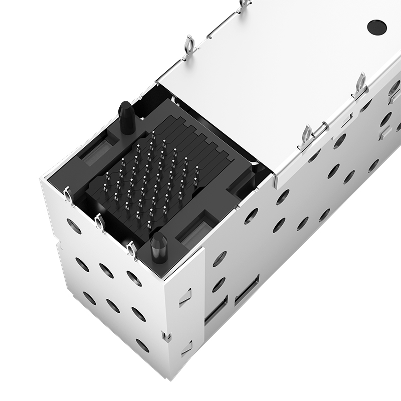 754625001 Molex Compatible 2x1 Ports Through Hole 40P Press-Fit EMI Shielded SFP Cage With Connector