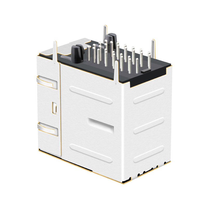 Multi Port 2 Port RJ45 Magjack Connector In Connectors 0879-2C1R-54