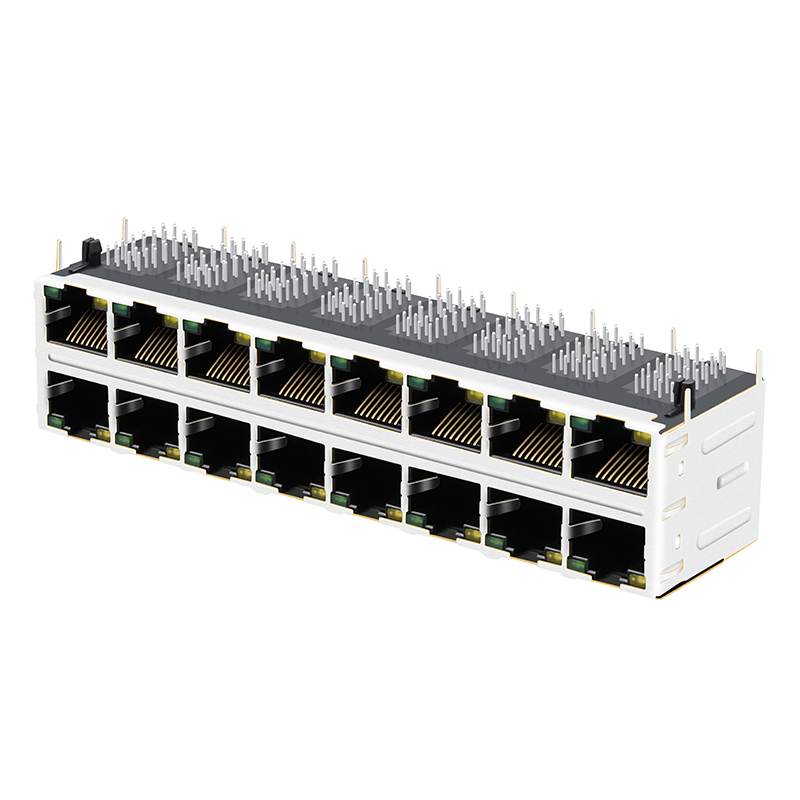 SS73100-047F E6588-GAHQB5-L Without Magnetics 2x8 Port Shielded Ethernet RJ45 Connectors