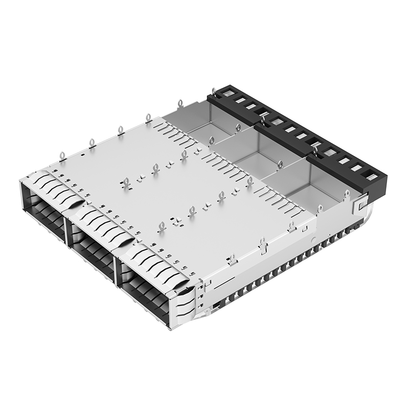 2170769-1 TE Replacement Through Hole Light Pipe 1x3 Ports Press-Fit SFP Cage With Heat Sink