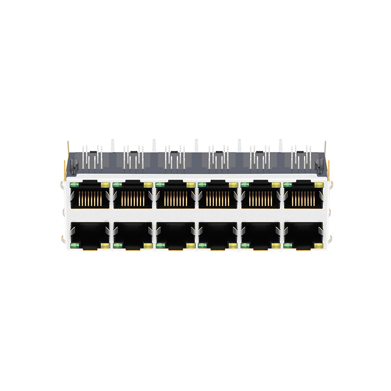 10/100/1000 Base-T RJ45 Stacked Jack 2x6 port RJ45 Jack RJGE-12M6170DJP