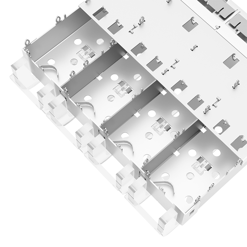 2110069-1 TE Compatible Ganged 1x4 Ports EMI Shielded Press Fit SFP+ Cage With Light Pipe
