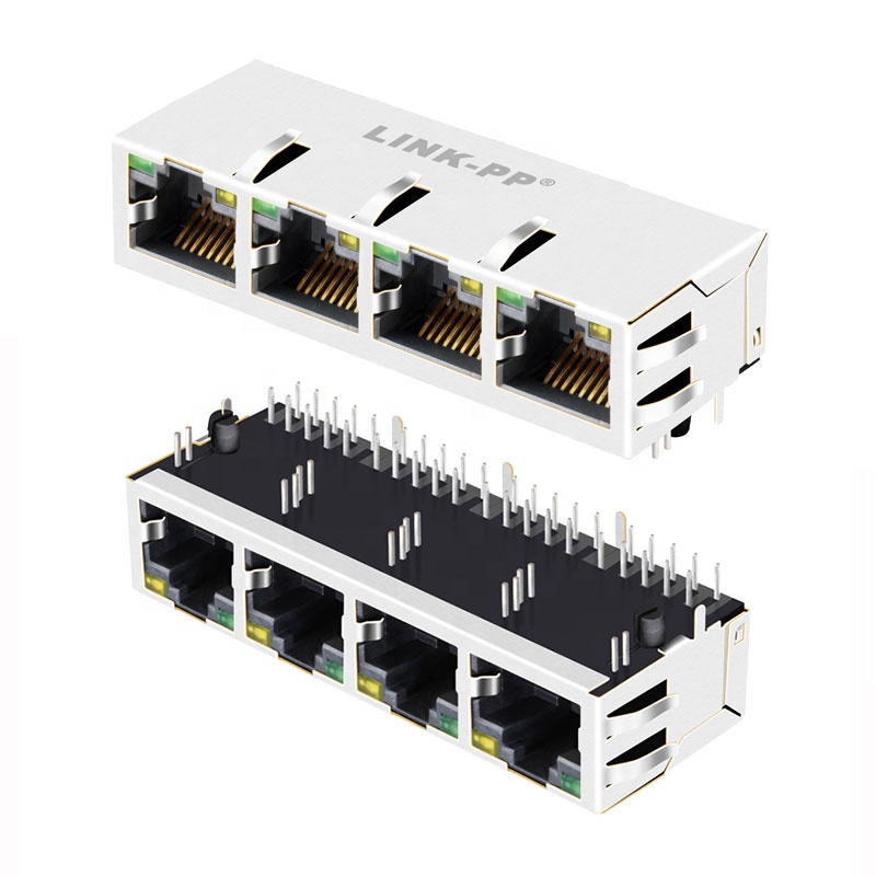 1x2 1x4 1x6 1x8 Port 100/1000/2.5G/5G/10G Base-T 10p8c 8p8c Cat5 Cat5e Cat6 Cat6a PCB Modular MagJack RJ45 Filtered Connectors