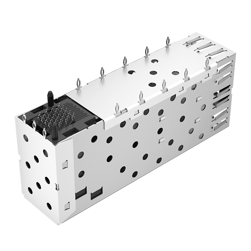 754625001 Molex Compatible 2x1 Ports Through Hole 40P Press-Fit EMI Shielded SFP Cage With Connector