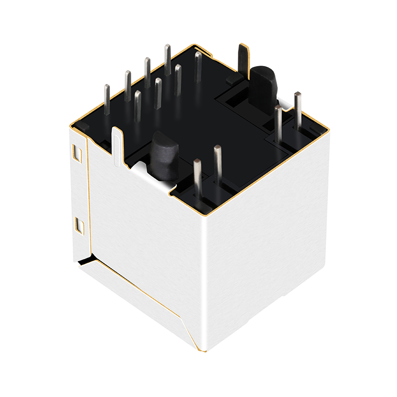 RV1-12108K1A 10/100 Base-t Vertical Top Entry Ethernet Magnetic RJ45 Connector With Leds