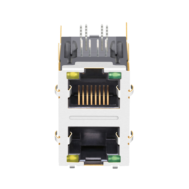 Multi Port 2 Port RJ45 Magjack Connector In Connectors 0879-2C1R-54