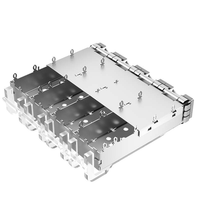 2198721-1 TE Compatible Through Hole EMI Shielded 1x4 Ports Press-Fit ZSFP+ Cage With Light Pipe