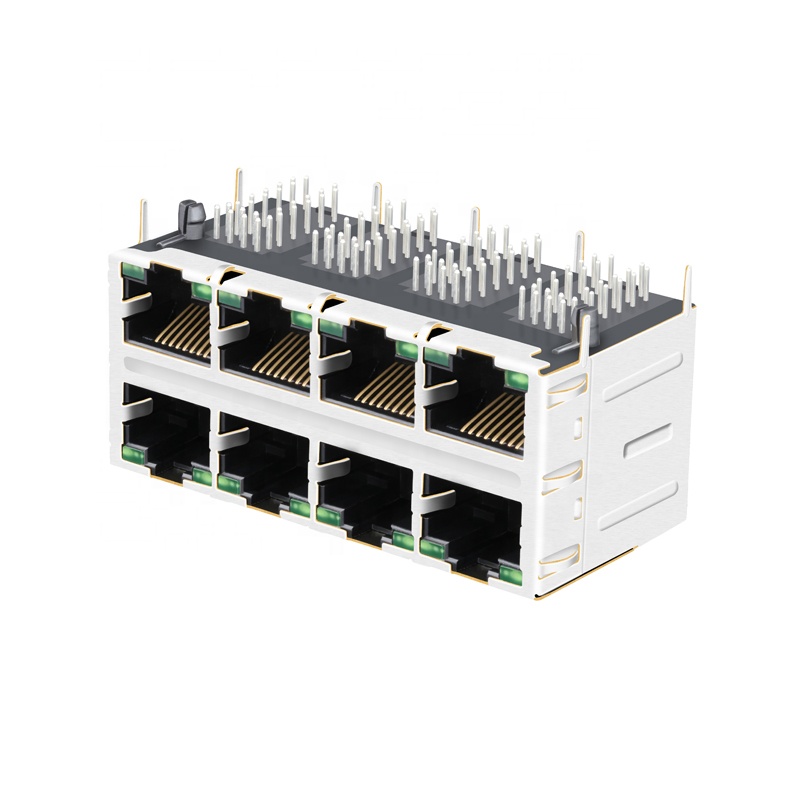 2x4 Port For PoE Cat5e 2.5G Jack RJ45 Female Connector