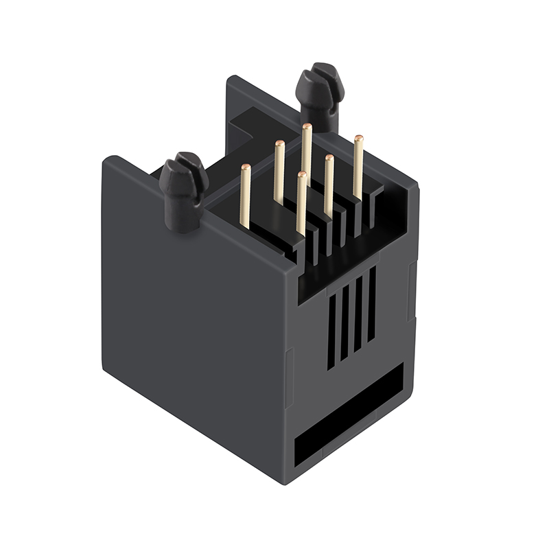 Through Hole Side Entry Dip Tab up 1x1 Port 6P6C RJ11 Connector Jack
