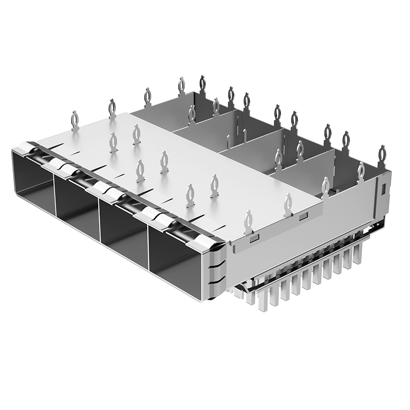 2170191-1 TE Compatible Through Hole EMI Shielded 1x4 Ports Press Fit SFP+ Cage With Heat Sink