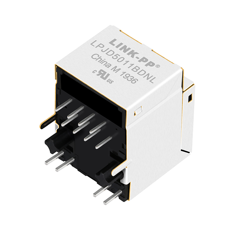 HFJV1-E2450-L12RL 10/100 Base-t Vertical Top Entry Female Magnetic Ethernet RJ45 Connector With Leds