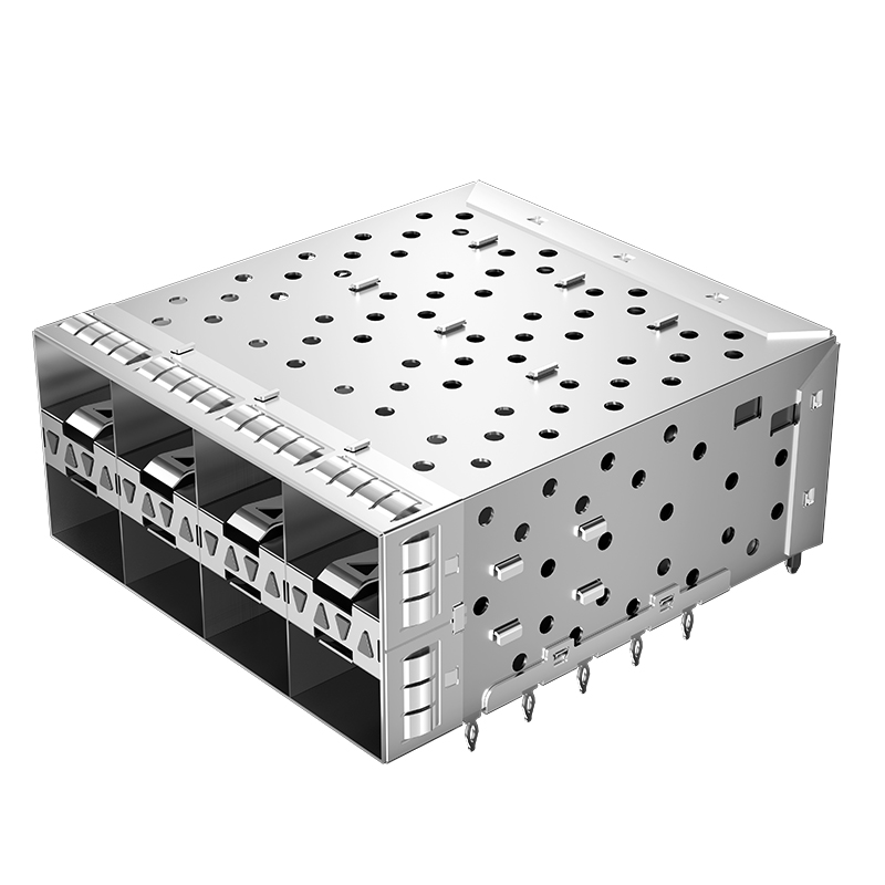 2007394-6 TE Compatible Through Hole 160P 2x4 Ports Press Fit SFP+ Cage With Integrated Connector
