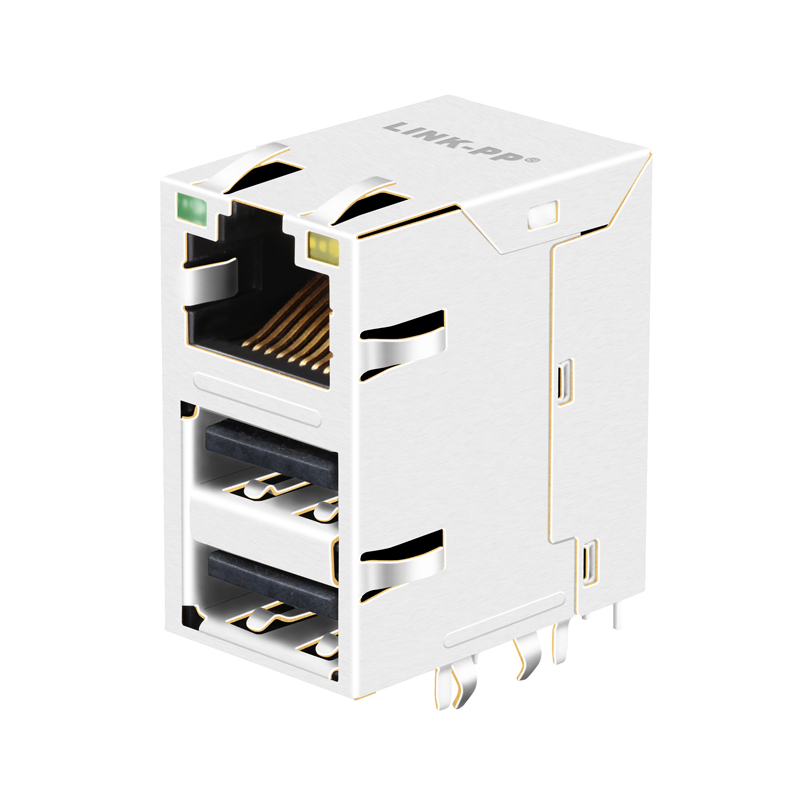 Dual USB RJ 45 Jack RJ-45 Connector With LED JWO-0009NL JFM24U1B-21U6-4x JFM24U1F-21U6-4x JFM24U14-21U6-4x