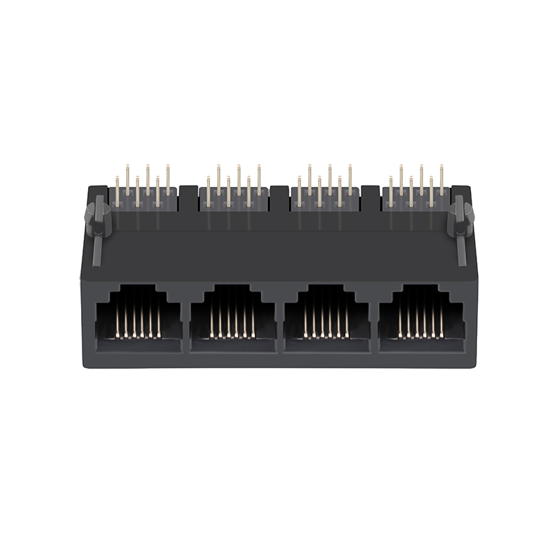 High Quality Industrial 6P6C 1x4 Port RJ11 Modular Jack Without Magnetics