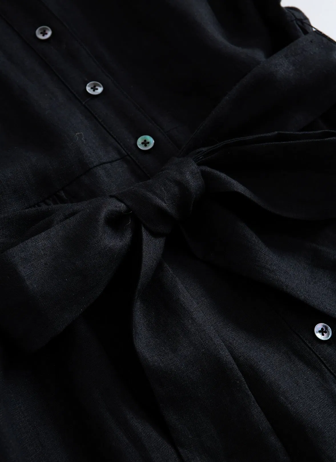 Vestido Casual Elegante com Cinto na Cintura e Mangas Curtas para Mulheres em Linho