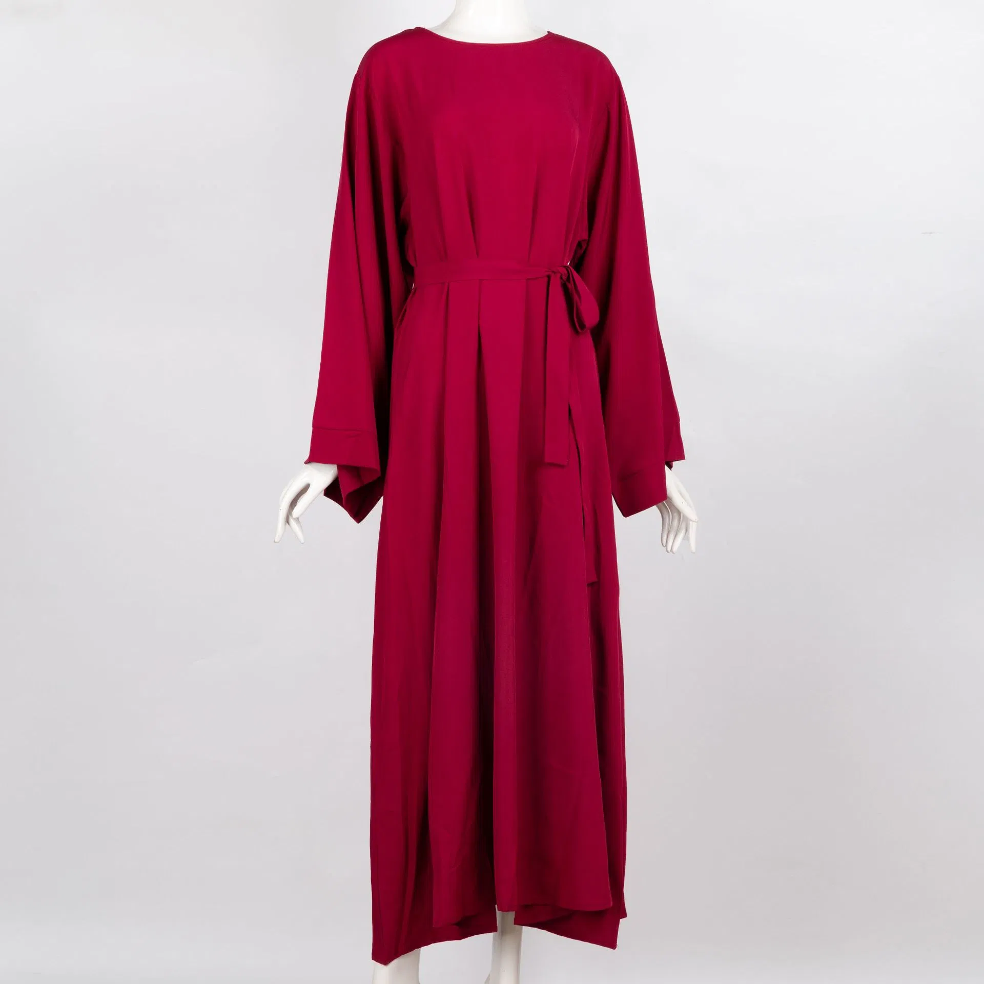 Vestido de manga longa de algodão casual de inverno para mulheres, com decote redondo e estilo solto