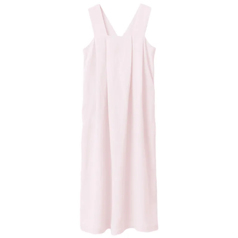 Vestido de linho e algodão solto e estiloso personalizado para uso casual