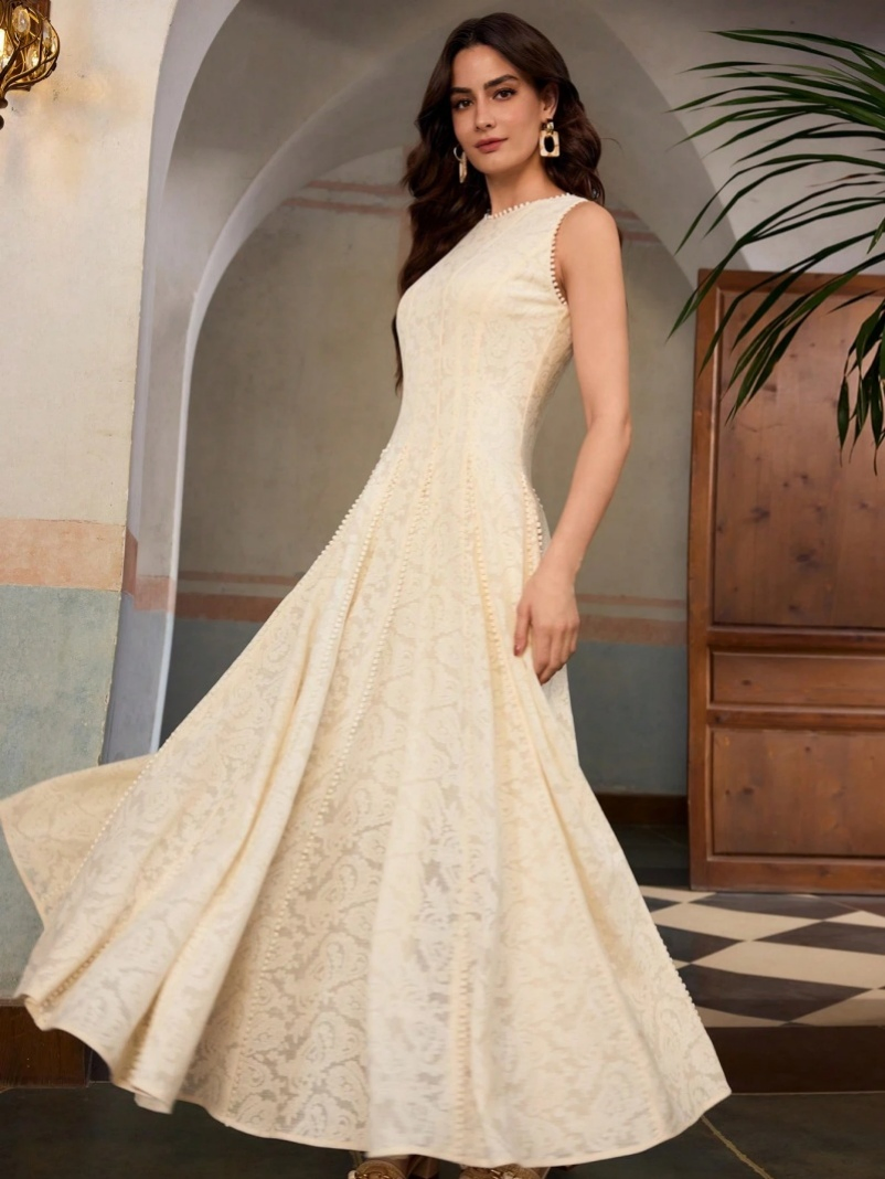 Vestido Casual Sem Mangas Simples Moderno com Confortável Mistura de Algodão