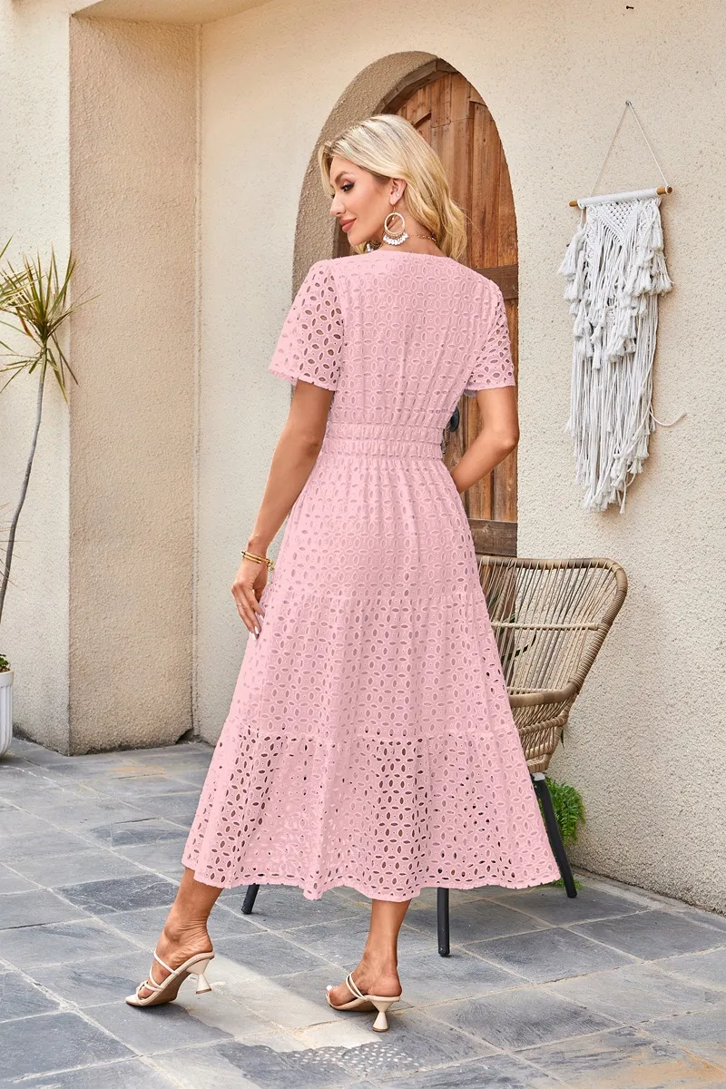 Vestido Longo de Manga Curta para Mulheres