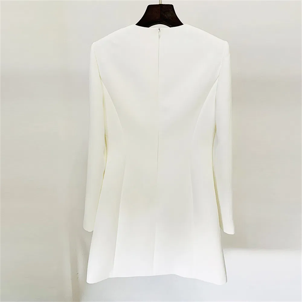 Vestido Casual de Manga Longa com Gola Redonda e Cinto de Fita Fashionável