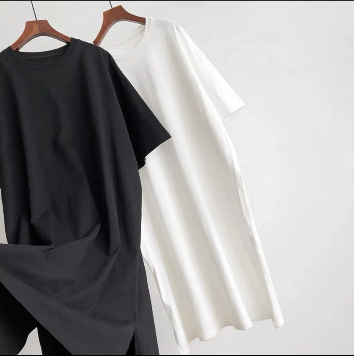 Vestido T-Shirt Casual de Cor Sólida com Mangas Curtas Vestido de Verão Fino Longo