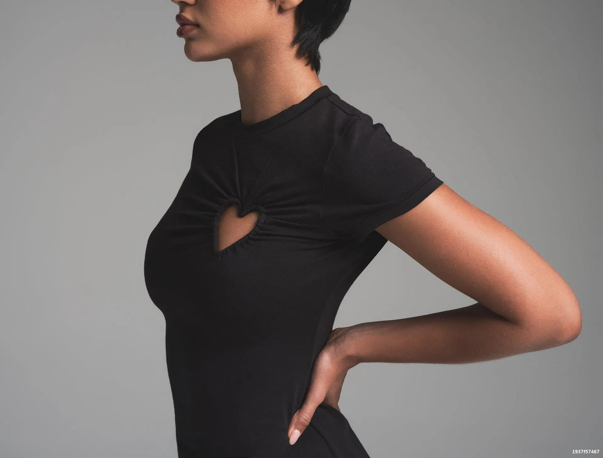 Vestido Mini de Coração em Jersey de Algodão Casual