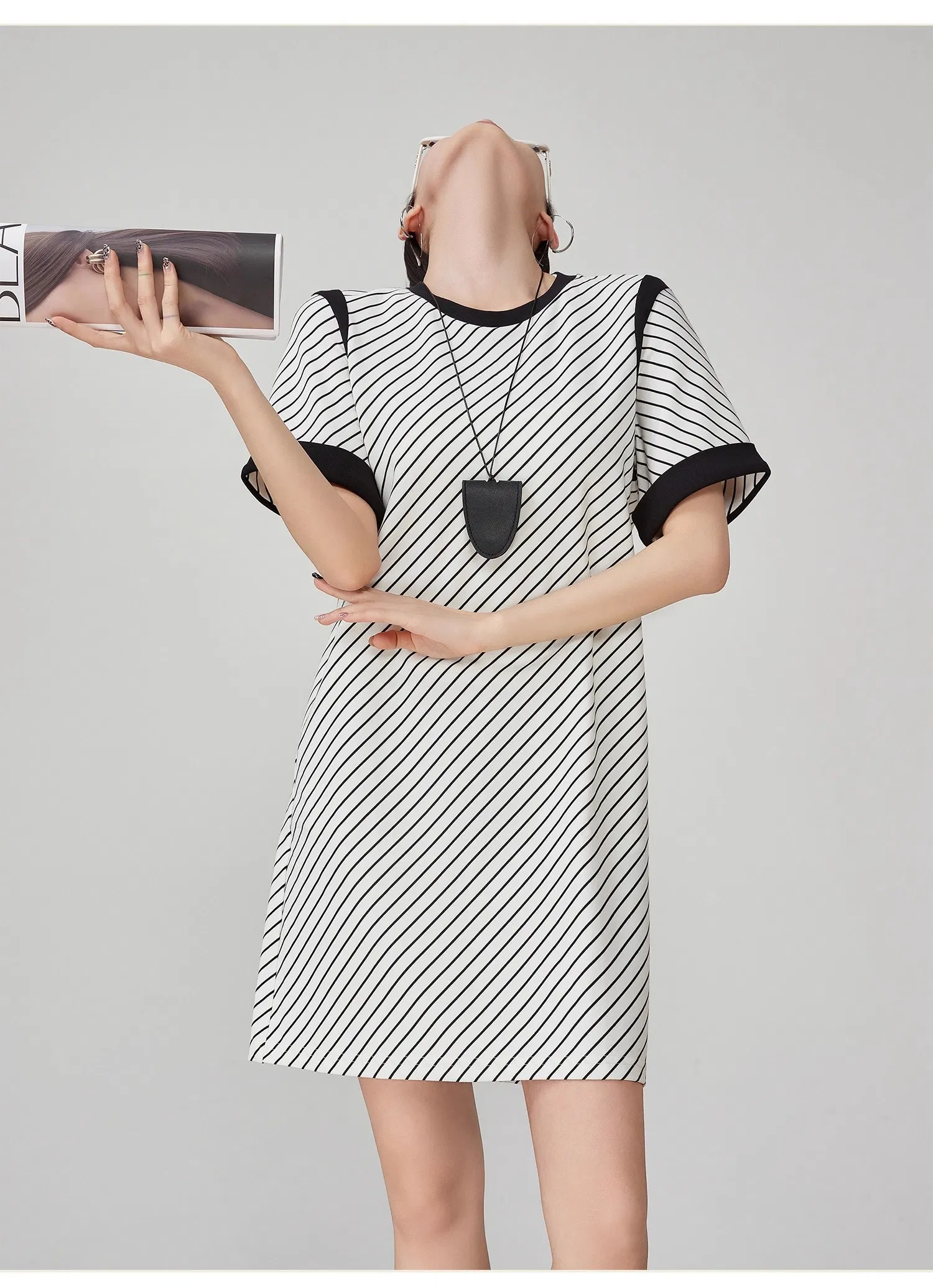 Vestido T-Shirt Listrado Casual