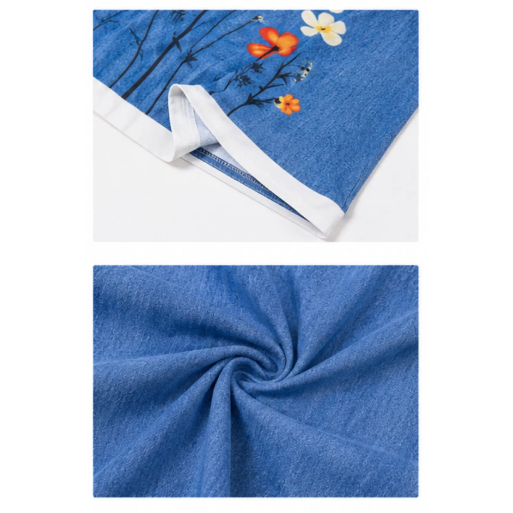 Vestido Mini Sem Mangas de Denim para Mulheres com Padrão Floral, Bolso, Bordas Brancas, Casual, Diário, Personalizado