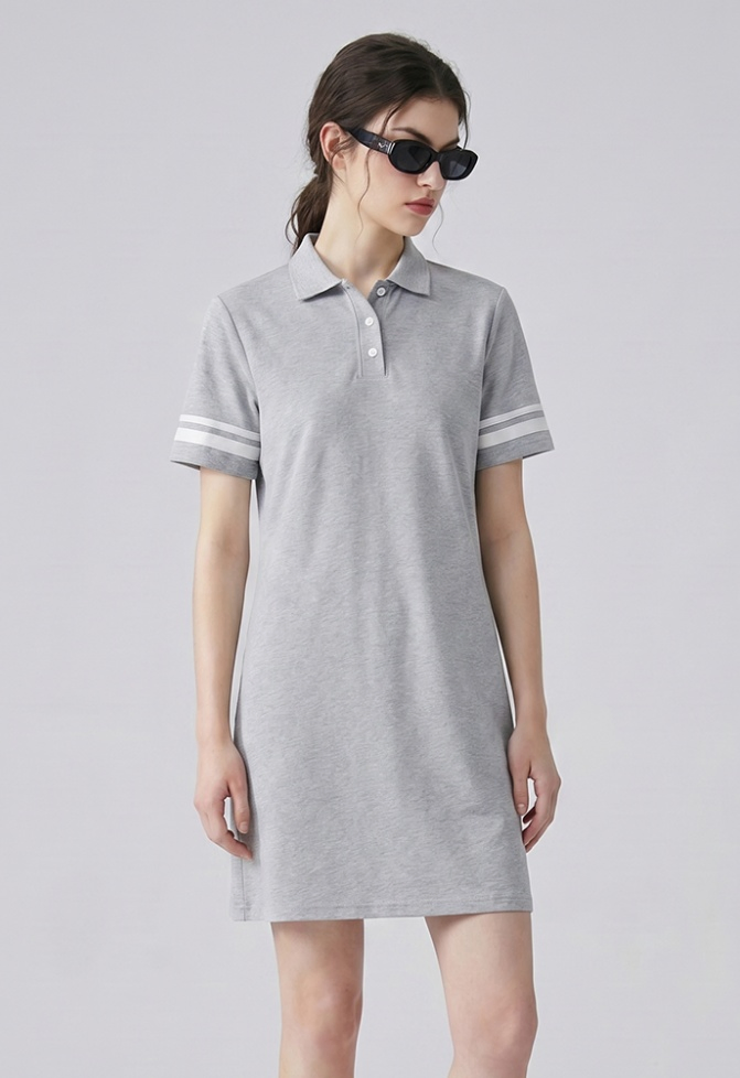Vestidos Casuais Leves e Macios com Botão e Gola, Vestidos Esticáveis para Viagem com Impressão Personalizada