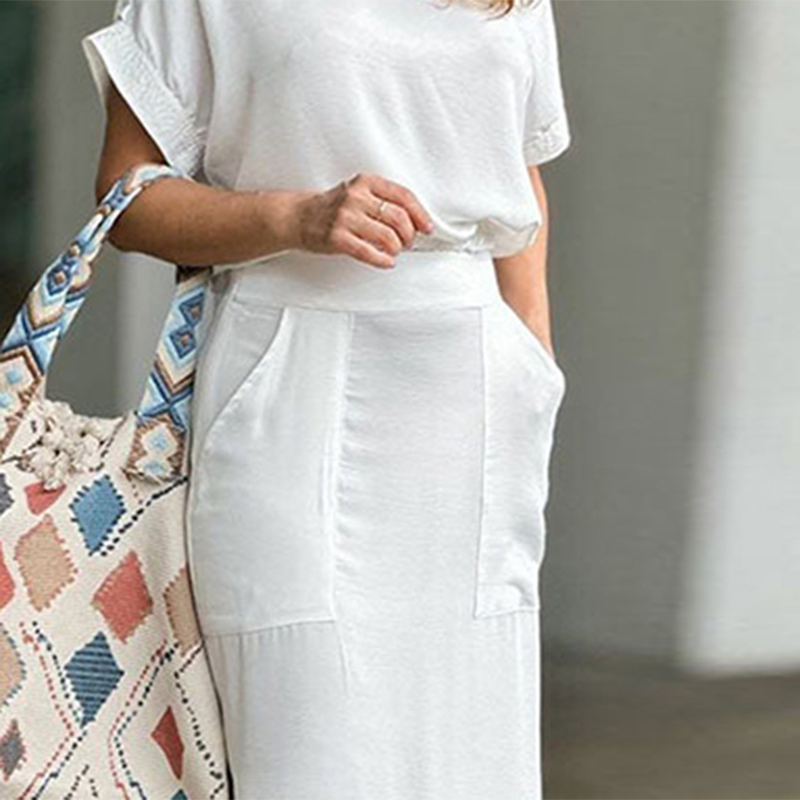 Personalização Profissional Verão Nova Moda Casual Tamanho Grande Conjunto de Duas Peças Camiseta de Manga Curta Calças Tamanho Grande Vestido Feminino