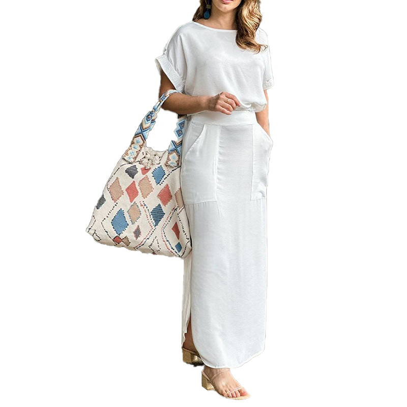 Personalização Profissional Verão Nova Moda Casual Tamanho Grande Conjunto de Duas Peças Camiseta de Manga Curta Calças Tamanho Grande Vestido Feminino