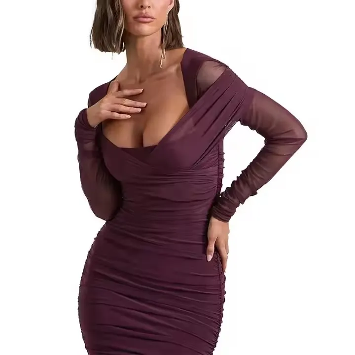 Vestido Bodycon Elegante Novo Produto Woven de Malha para Mulheres, Roupas Formais Casuais para o Inverno, Noite de Saída