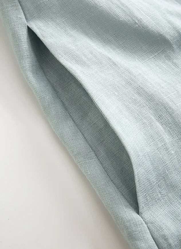 Vestido Casual Feminino Confortável em Linho Macio com Bordado Roupas por Atacado