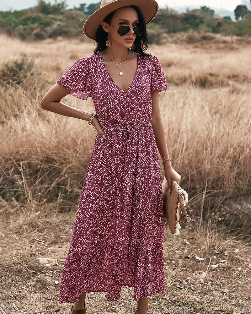 Vestido Casual de Verão Ajuste de Cintura