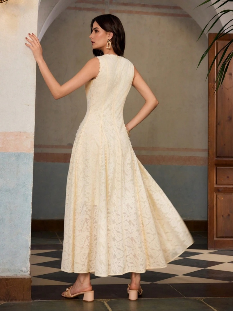 Vestido Casual Sem Mangas Simples Moderno com Confortável Mistura de Algodão