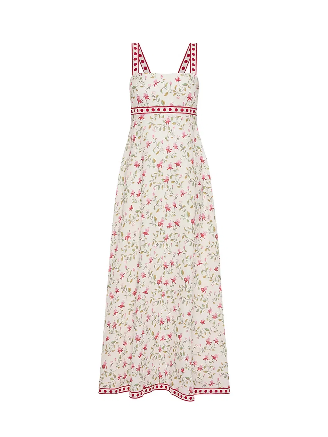 Vestido Maxi Floral Feminino Sem Mangas Decote Quadrado Com Detalhes em Contraste Casual Verão Longo Vestido Slip