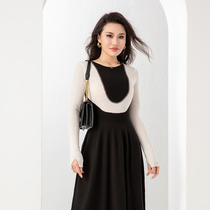 2025 Vestido de Malha Elegante e Trendy em Lã para Mulheres, Suéter de Inverno de Alta Qualidade para Mulheres