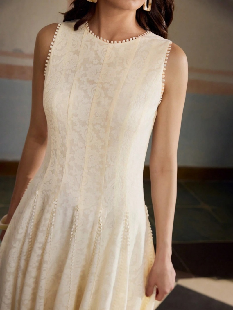 Vestido Casual Sem Mangas Simples Moderno com Confortável Mistura de Algodão