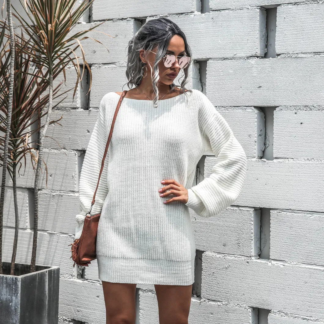 Vestido Sexy Tricotado para Mulheres Outono Inverno
