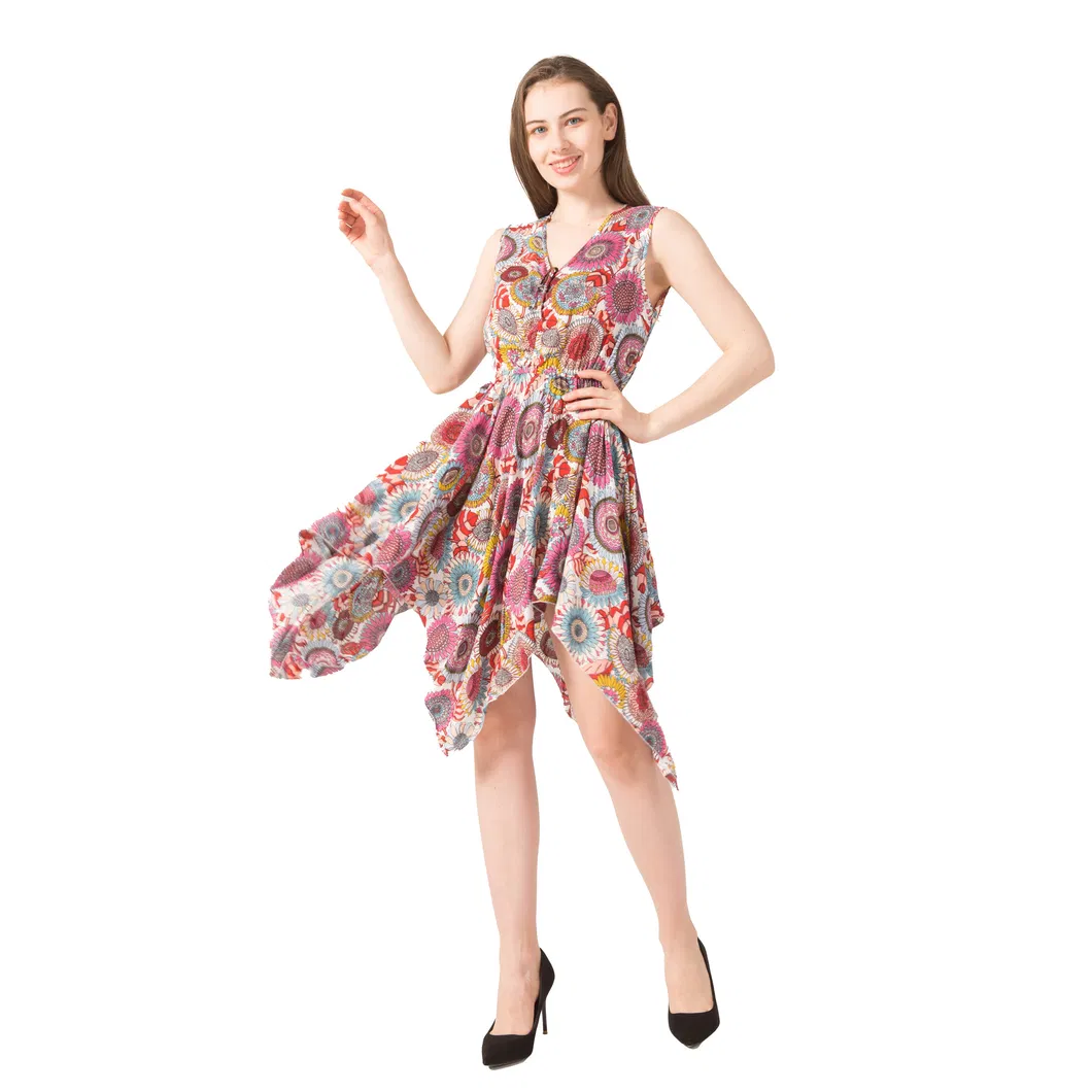 Vestido Casual de Verão com Estampa Floral para Mulheres, Vestido Elegante de Praia Boêmio para Senhoras