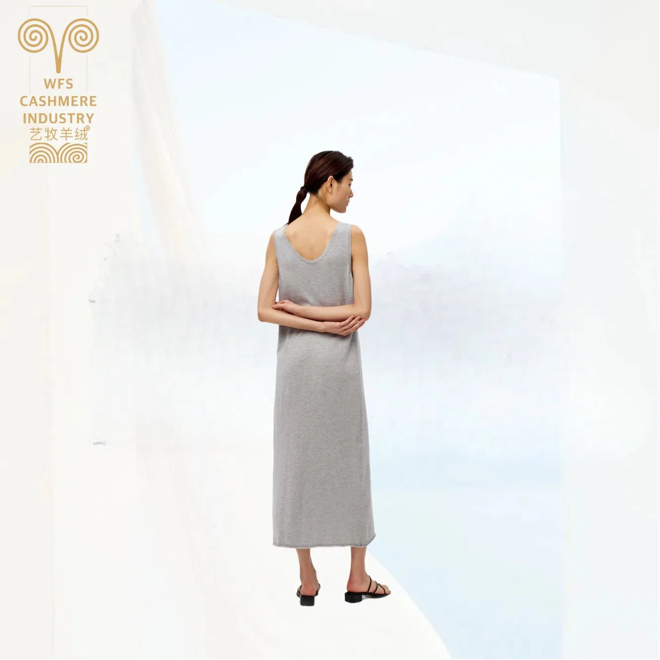 Fabricante Atacado Personalizado Capuz Oversize Solto Ajuste Relaxado Vestido de Suéter Casual Feminino em Mistura de Lã e Cashmere