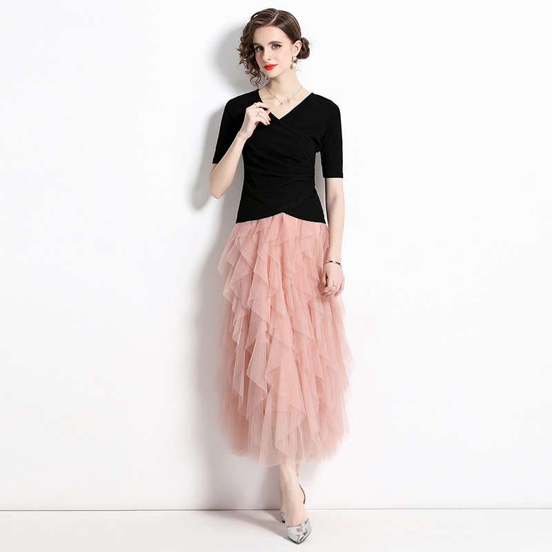 Vestido de Verão em Conjunto de Saia Casual e Camiseta Fashion Gentil