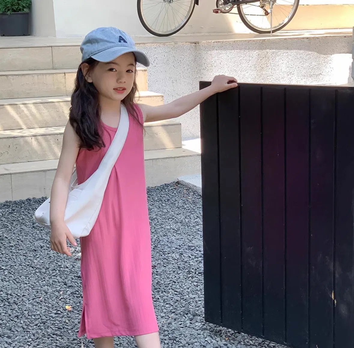 Vestido Casual de Camiseta para Meninas de Verão em Bamboo OEM