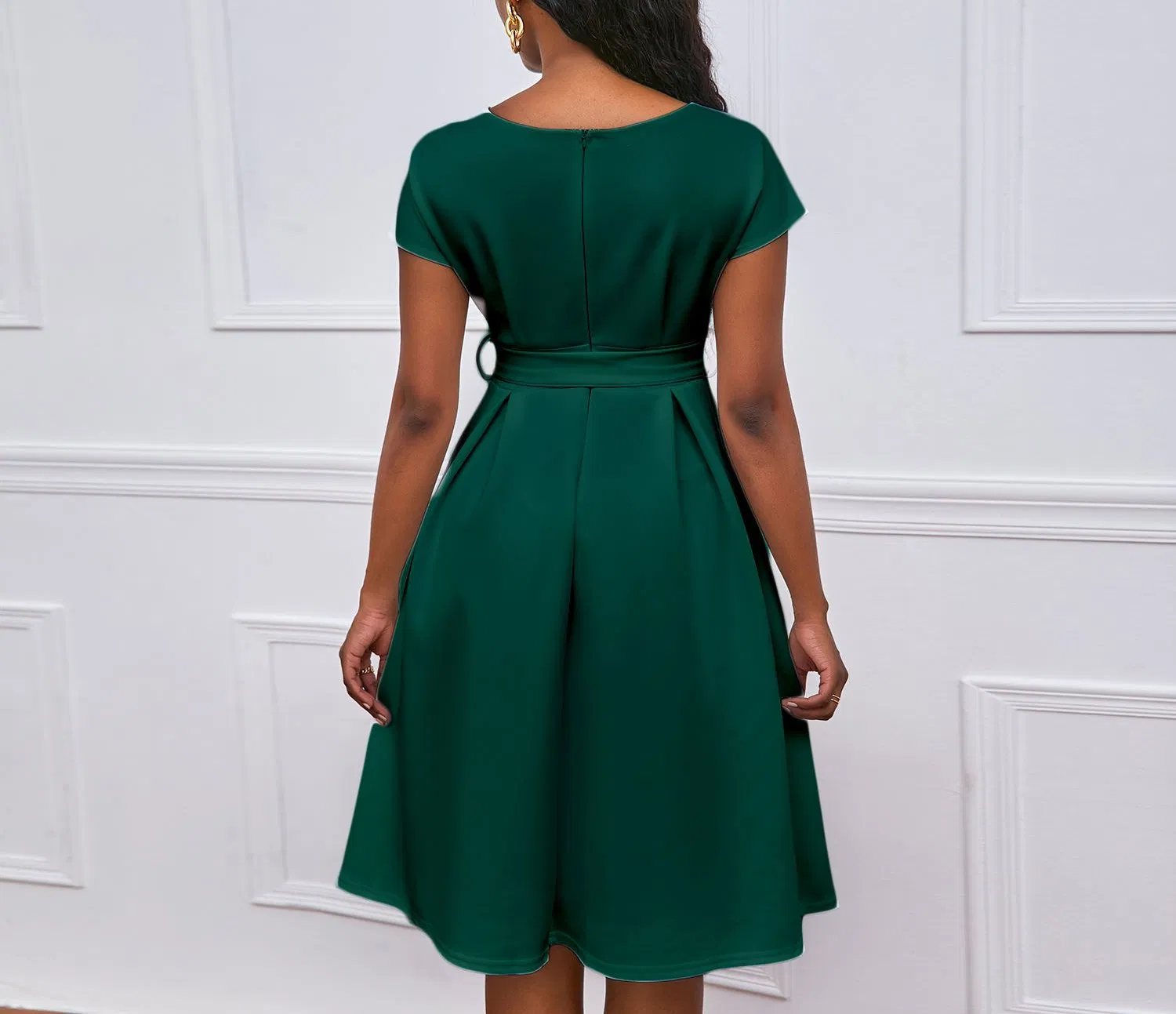 Último Design Laço Bandagem Elegante Vestidos Casuais Vestido de Escritório para Mulheres Vestido Formal de Trabalho Cintura Alta A-Line Vestidos de Noite